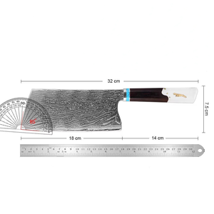 Couteau à découper professionnel en acier Damas de 7 pouces, couteau de chef <span class=keywords><strong>chinois</strong></span>, couteau à découper la viande, manche en bois stabilisé à la résine pour la cuisine - Product Image 6