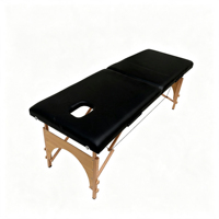 Table de massage pliable robuste à 2 sections, cadre en bois, hauteur réglable, lit de spa professionnel