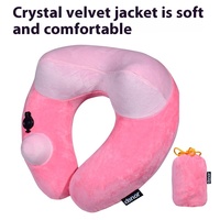 Oreiller de voyage gonflable en PVC en forme de U en velours cristal, super doux, personnalisable, confortable et adapté aux enfants