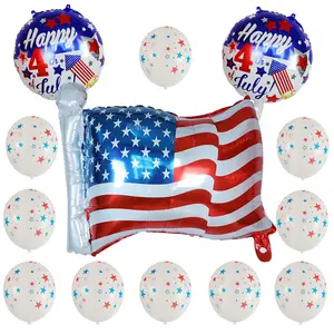 Флаг фольгированный воздушный шар и латексный воздушный шар со звездами для американского Дня независимости флаги патриотический национальный день украшение для вечеринки