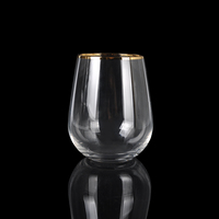 Verres à vin sans pied personnalisés avec logo, fabricants de verres à vin italiens en cristal taillé à la main en or 18 carats