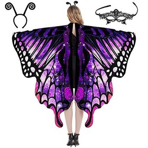 Cape d'ailes de papillon dégradé violet rose pour adulte, accessoire de costume d'Halloween et de cosplay - Product Image 1