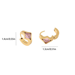 Boucles d'oreilles creuses carrées en acier inoxydable 304 Boucles d'oreille à la mode en or 18 carats électrolytique - Product Image 2