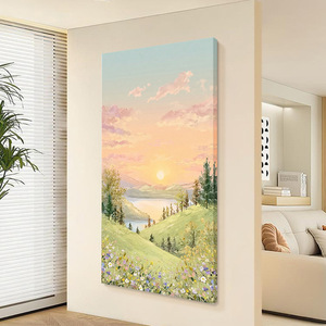 Peinture à l'huile peinte à la main, art paysager, 100% fait main, décoration murale moderne pour hall d'entrée, toile texturée sans cadre - Product Image 4