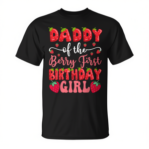 T-shirt à manches courtes et col rond pour homme adulte, imprimé numérique, Daddy Of The Berry First Birthday Girl Strawberry - Product Image 2