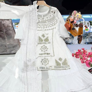 TENNECY Indiase etnische kleding voor dames, polyester, roze dupatta, reliëfsequenties, borduurwerk, omkeerbaar, sneldrogend, ademend - Product Image 3