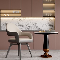 Chaise de salle à manger pivotante ergonomique moderne italienne avec dossier en cuir PU pour la maison, l'hôtel et les cafés