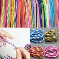 Câble de chargeur de données USB en spirale 50/140cm, 1/10 pièces, cordon de protection, enrouleur de bricolage pour IPhone 5 6 6S 7 8 Plus Samsung HTC