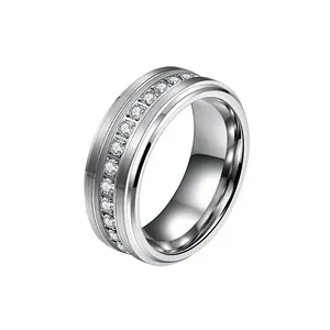 Высококачественная блестящая Алмазная труба с кубическим цирконием, серебряное обручальное кольцо, мужское кольцо из вольфрама, комфортная посадка