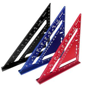 Zhixin fabrika toptan 7 ''alüminyum üçgen cetvel 12'' kırmızı iletki kalınlaşmış ağaç İşleme açı cetvel üçgen kare - Product Image 2