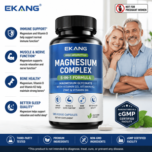 US CGMP Factory Food Grade Magnesium Glycinate Natural Vegetable Capsules Adult Minerals High Absorption Immune <b>Supplement</b> - Product Image 1