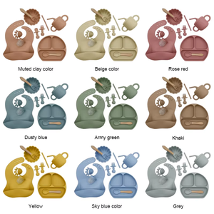 THEONE Kids <strong>Weaning</strong> Products Elephant Shape BENDABLE Silicone Nordic Baby Feeding Set Plate Bowl <strong>Spoon</strong> Fork for Newborn - Product Image 5