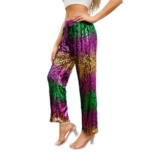 Women <strong>Sparkly</strong> Sequins <strong>Wide</strong> <strong>Leg</strong> Pants Glitter Shiny <strong>Trousers</strong> for Party Club Wear for Mardi Gras Women - Product Image 5