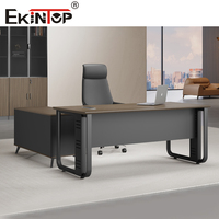 Bureau Ekintop, bureau en forme de L, meubles de bureau, table moderne, bureau de direction, bureau de PDG, bureau de gestionnaire, ensemble de bureaux en bois