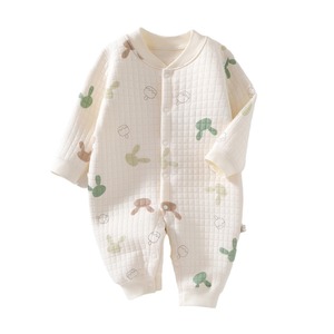 Combinaison chaude à trois couches pour bébé, motif dessin animé, en pur coton, sans coutures, hiver 2022, sous-vêtement de base, vêtements pour nouveau-nés garçons et filles, boutons-pression - Product Image 5