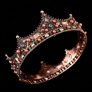 Tiara di Perle e Cristalli Fatta a Mano Personalizzabile, Corona da Principessa e <span class=keywords><strong>Re</strong></span> - Product Image 5