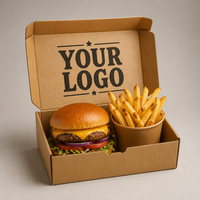 Boîte à hamburger, frites et poulet frit en papier kraft jetable, écologique, avec logo personnalisé