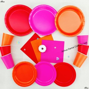 DAMAI <b>Orange</b> Plain Color Disposable Tableware Party Supplies Birthday Event Camping Solid Table Decor <b>Paper</b> Napkin Cup Plate - Product Image 6