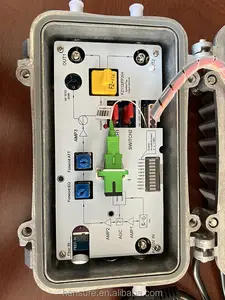 CATV 2 דרך אופטי מקלט חיצוני צומת גבוהה פיקוד העורף 2 יציאות אופטי צומת עם AGC במיוחד נמוך-15dbm כבל טלוויזיה סיבים אופטי צומת