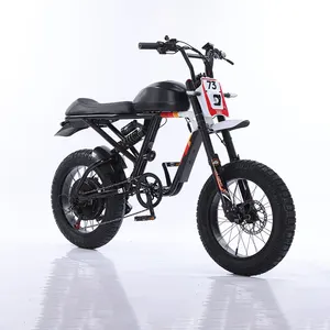 新款复古超级电动混合动力自行车73胖轮胎20英寸500W/ 750W ebike 48V 13AH/26AH远程电动自行车