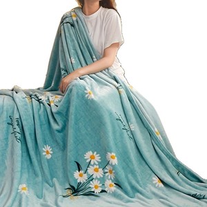Floral Print Plush Raschel <b>Blanket</b> Rectangular Pastoral Style Anti-Pilling Home Use Spring Season Machine Washable - Product Image 3