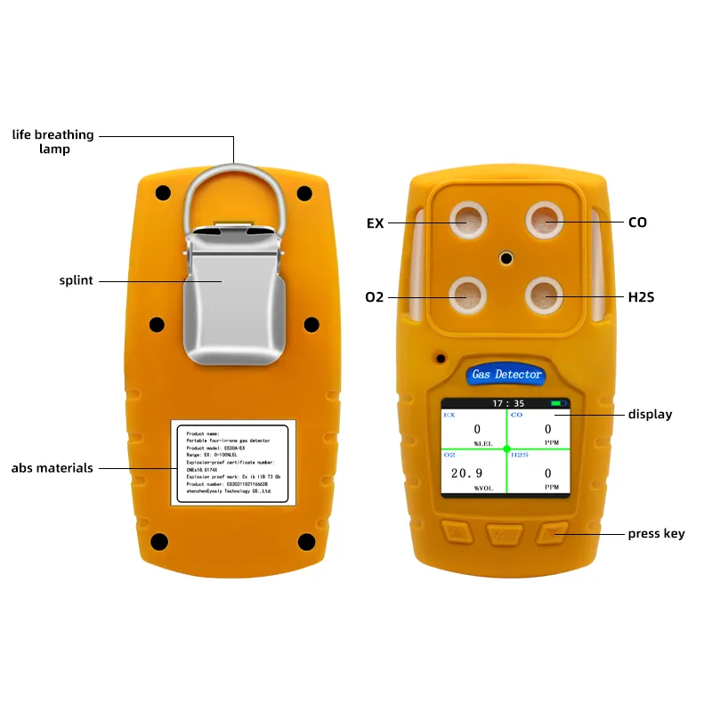 4 In 1 Gasanalysator Co/H 2S/O2/Lel Gasdetector Uitlaatgasanalysator Prijs