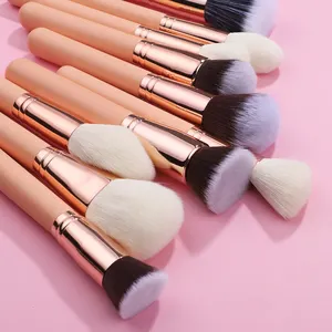 Best Quality Customized Professional Makeup Brushes Set Professional Kit 26pcs Pink Wooden Handle Rose Gold Brushes Custom