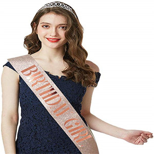 Kit Corona Principessa Oro Rosa con Fascia Glitterata, Decorazione per Feste di <span class=keywords><strong>Compleanno</strong></span> per Ragazze di 21, 30, 40, 50 Anni, per Halloween e Natale - Product Image 4