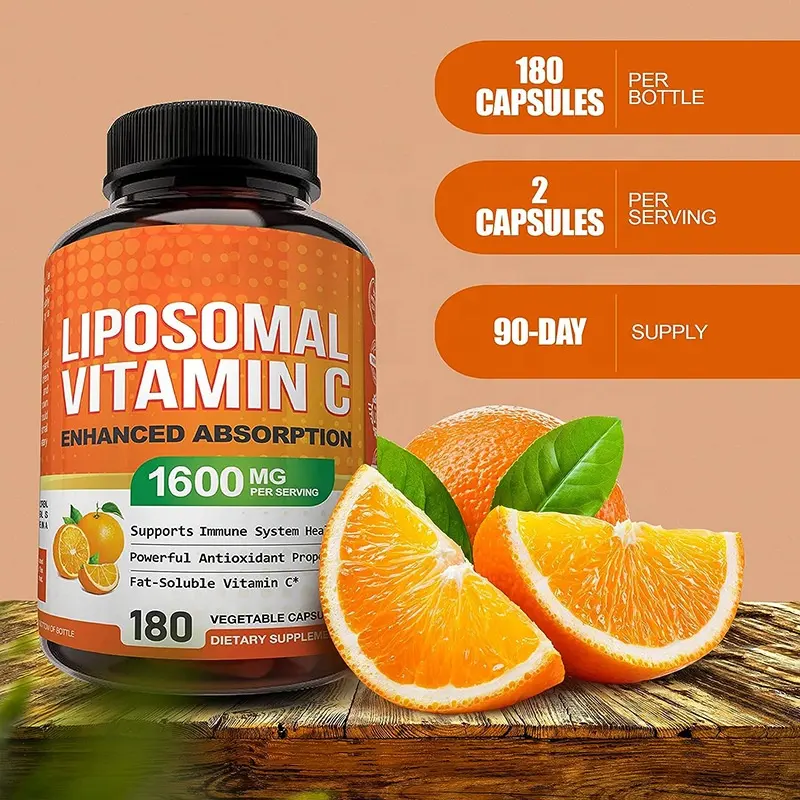 Suplemen vitamin makanan kesehatan, kapsul Vitamin C penyerap Tinggi