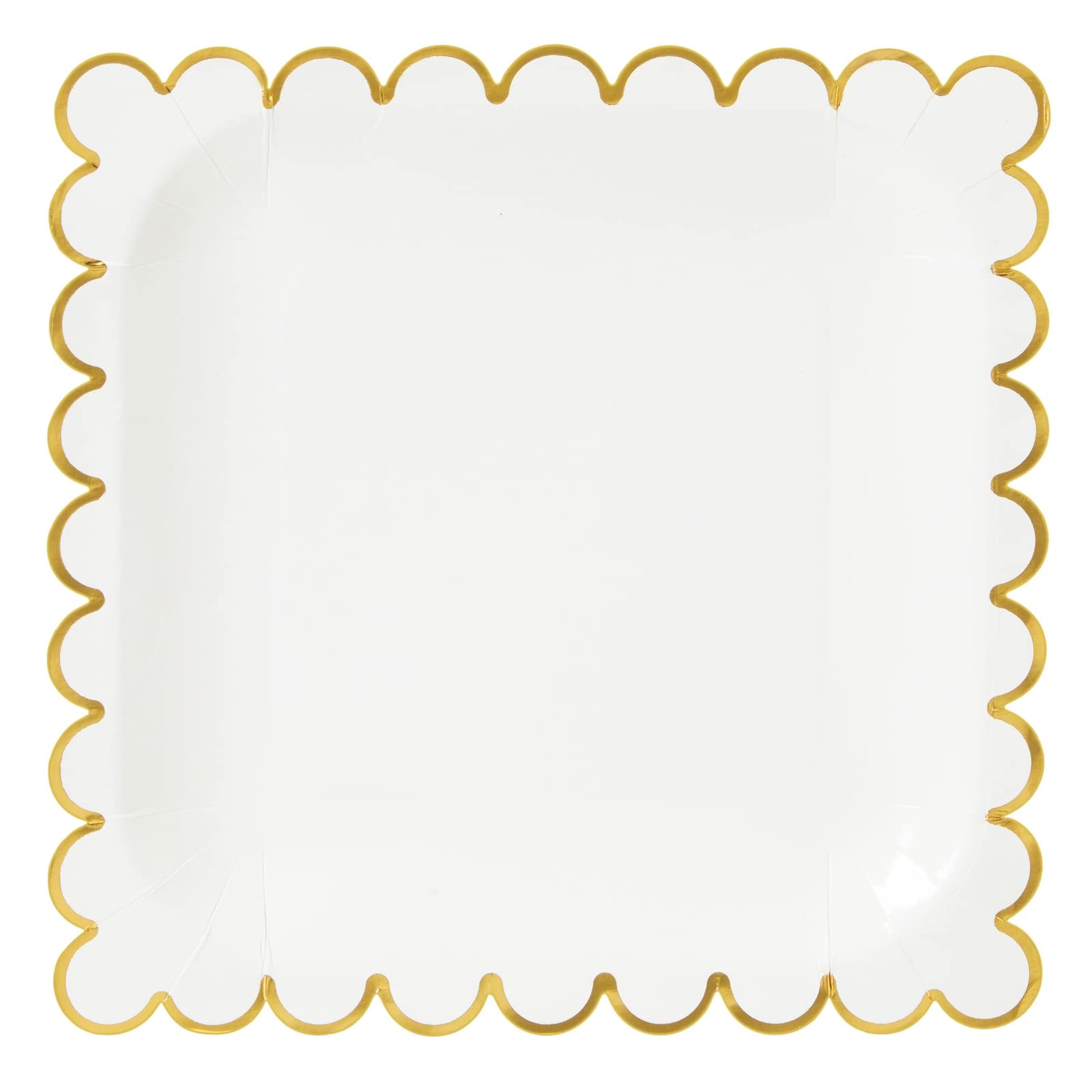 Square White and Gold with Foil Scalloped Edges