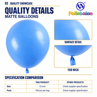 Ballons en latex bleu brillant en gros, 12 pouces, 100 unités, CE/EN71/BSCI/CPC OEM/ODM - pour les fournitures de fête d'anniversaire et de baby shower