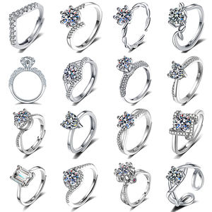 Bagues en diamant bague de couple en argent sterling 925 plaqué platine pour bijoux bague de mariage réglable ouverte cadeau de saint valentin - Product Image 4