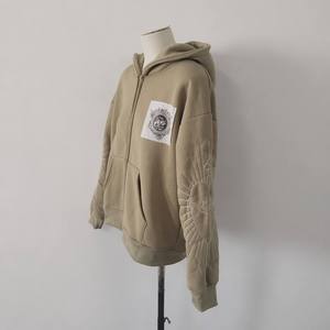 Sudaderas con Capucha para Hombre, Estilo Y2K Grunge, Personalizadas al por Mayor, de Felpa Francesa de Algodón de 450 g/m², con Apliques Bordados y Eslogan, Corte Holgado - Product Image 2
