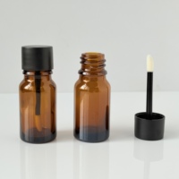 Flacon vide de 10 ml (1/3 oz) en ambre pour huile cosmétique avec bouchon applicateur à brosse pour tube de brillant à lèvres