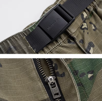 Shorts baggy camouflage rétro Y2K pour hommes, en coton lourd, streetwear, shorts cargo camouflage