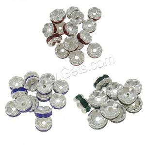 Flor onda Rondelle Rhinestone joyería espaciador hierro <span class=keywords><strong>plata</strong></span> Color plateado níquel <span class=keywords><strong>plomo</strong></span> y cadmio libre 7x3mm 100 unids/bolsa 940573 - Product Image 1
