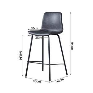 Modern Minimalist Home Cafe Furniture Brown <b>Leather</b> <b>Bar</b> Counter <b>Stool</b> with High Iron <b>Bar</b> Chairs for Living Room - Product Image 4