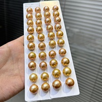 Perles Edison d'eau douce de 14 à 15mm de grande taille teintées de couleur dorée Qualité AAA en paires pour la fabrication de bijoux Perles en vrac