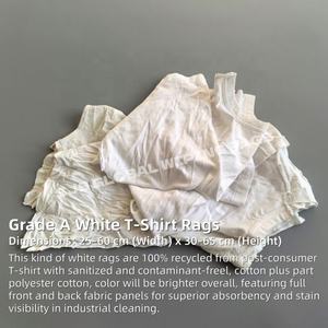 Trapos de Algodón Blanco para Limpieza Industrial, Trapos de Camisetas Recicladas, Piezas de Tela Cortadas, 100% Algodón para Limpieza - Product Image 2