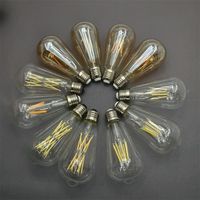 Ampoule LED ST64 - Culot E27 - Lampe à filament en verre - Globe (2700K/4100K/6000K) - Température de couleur ambre clair - Utilisation résidentielle
