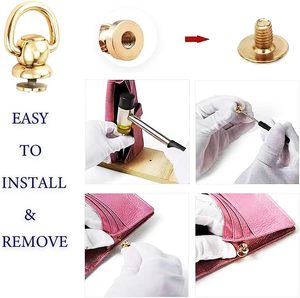 Anillas en D para bolsos, remaches de cuero, tachuelas metálicas con bola, remaches de tornillo para cuero, accesorios para kit de conversión de bolsos cruzados y carteras - Product Image 3