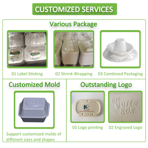 Tùy chỉnh phân hủy sinh học compostable dùng một lần mía bã mía thực phẩm <span class=keywords><strong>container</strong></span> takeout <span class=keywords><strong>Takeaway</strong></span> Hộp Ăn Trưa với nắp - Product Image 5