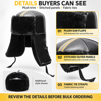 Casque de sécurité d'hiver personnalisé en gros, noir, avec protège-oreilles en peluche et attaches en tissu pour fournisseurs de vêtements de travail extérieurs