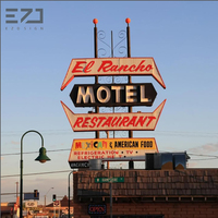 Enseigne lumineuse au néon personnalisée, enseigne de motel vintage pour l'extérieur, enseigne de pylône côté route, signalisation de chapiteau pour motel