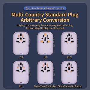 Adaptateur de voyage universel GaN 45W avec charge rapide multi-prises compatible avec les normes US, UK, EU, AUS pour ordinateurs portables, téléphones, tablettes - Product Image 3