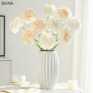 <span class=keywords><strong>Feuilles</strong></span> en plastique à longue tige de fleurs délicates faites à la main pour la fête des mères oeillet en soie artificielle - Product Image 6