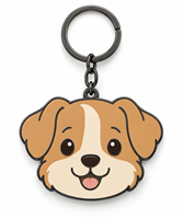 Porte-clés personnalisé en alliage de zinc avec motif visage de chien mignon, logo sur mesure, vente en gros, cadeau promotionnel, fournisseur, fabricant