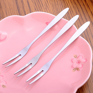 Stainless Steel Fruit Fork 2 Prong Dessert Cake Mooncake Fork Snack Utensil - Product Image 4