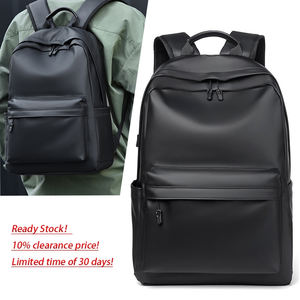 Sac à dos pour ordinateur portable en cuir PU de haute qualité pour hommes, imperméable, avec port USB, idéal pour l'école, les étudiants et les voyages - Product Image 1