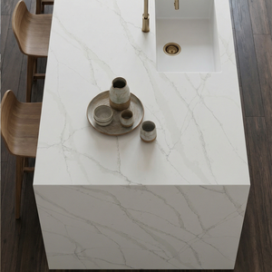 Encimera de Cuarzo Estilo Calacatta Nuvo con Vetas Grises Intensas, Personalizada al por Mayor, para Isla de Cocina, Baño y Mueble de Vanidad - Product Image 5